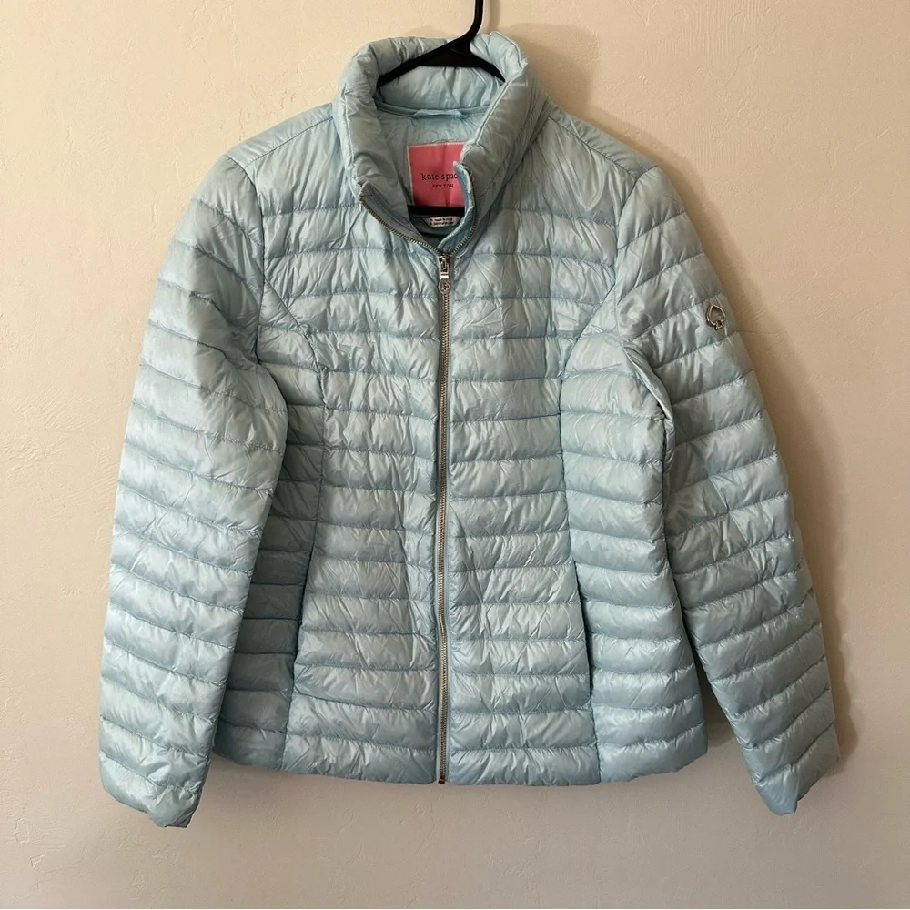 Kate Spade Packable Down Jacket Frosty Sky Blue